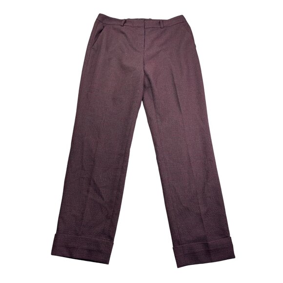 T Tahari Womens Burgundy Black Textured Dress Pants Size 10 Ankle Slim - Picture 1 of 8